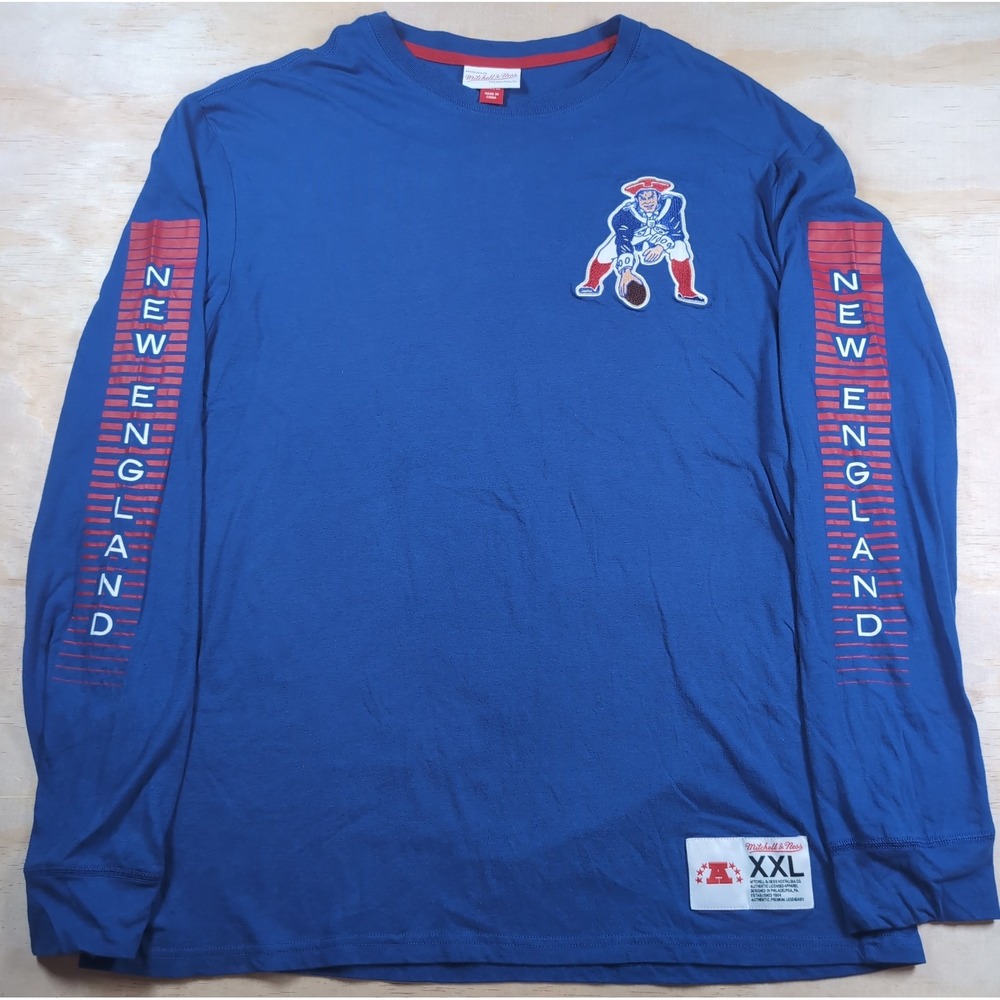 NFL New England Patriots Mens 2XL Long Sleeve Shirt Mitchell & Ness Embroidered